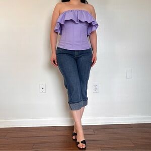 Vintage Y2K Lee Cuffed Medium Wash Capri Jeans // size 8